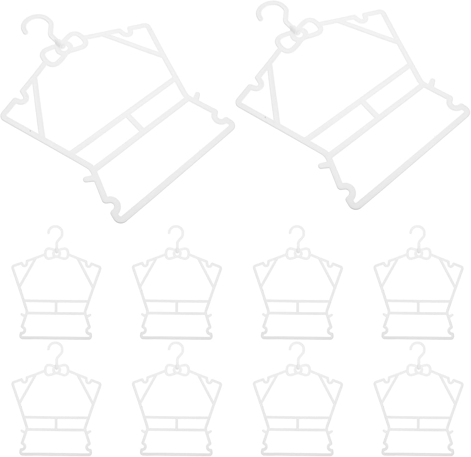 10pcs White Plastic Hangers Coat Organizers Clothes Closet Storage Childrens Outfit Display Clothes Hangers Set for Nursery