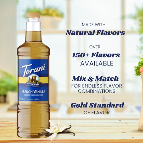 Image of Torani Sugar Free French Vanilla Syrup 1L Bottle - Keto, Zero Calorie