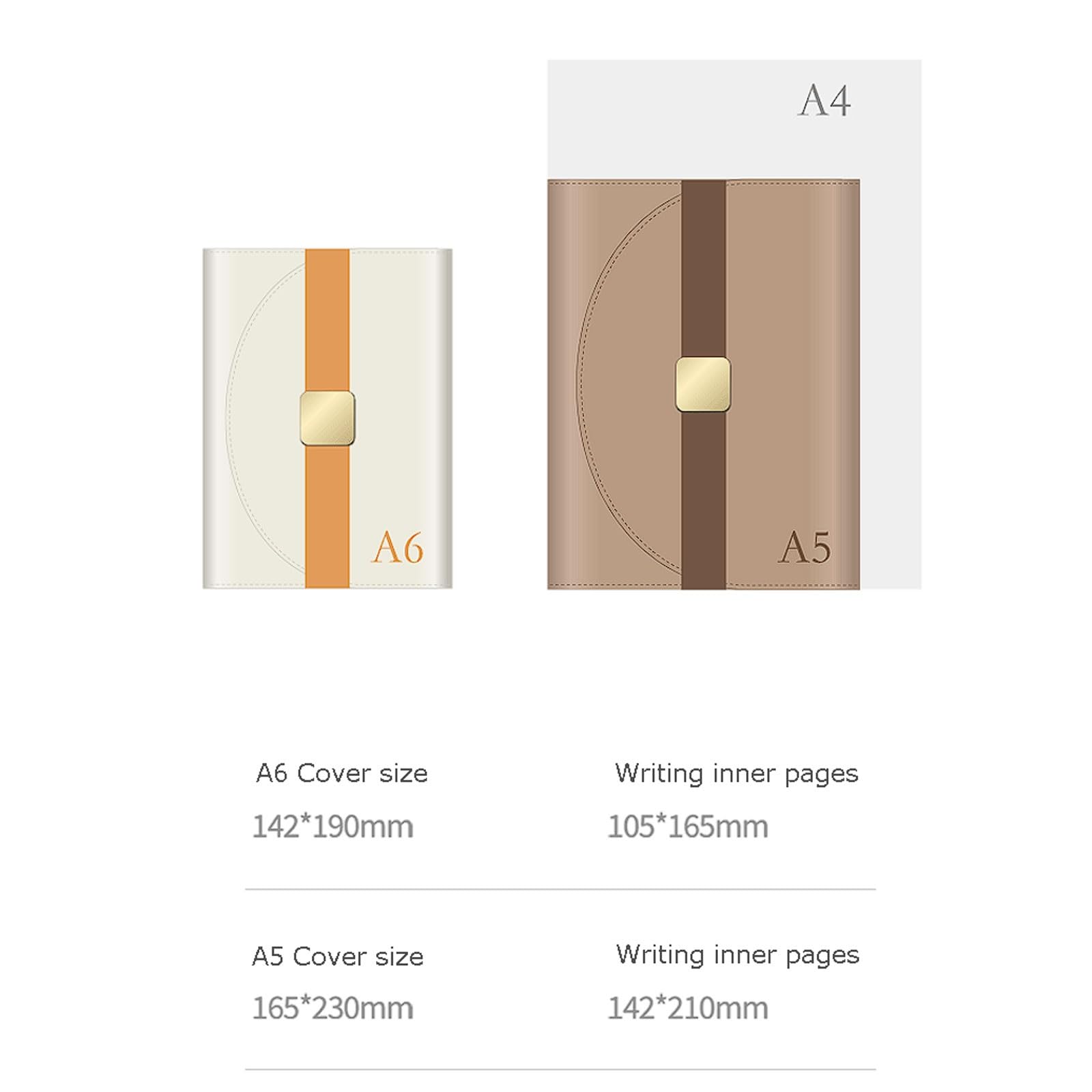 esmen A5 A6 Notizbuch-Set aus weichem Leder mit losen Blättern, Metallschnallenverschluss Stifthalter und Taschen, mehrseitiges Layout(Geel,A5)