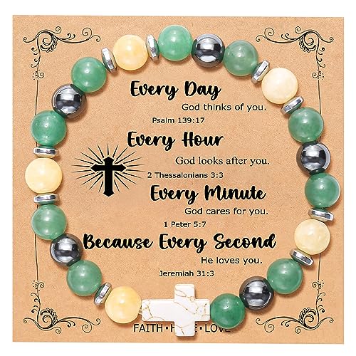 Image of QWNHONEY Cross Bracelet for Women Christian Gifts Colorful Imperial Stone Catholic Religious Jewelry Mothers Day Birthday Christmas Gifts for Women Mother Daughter Sister Girlfriend Grandma Wife