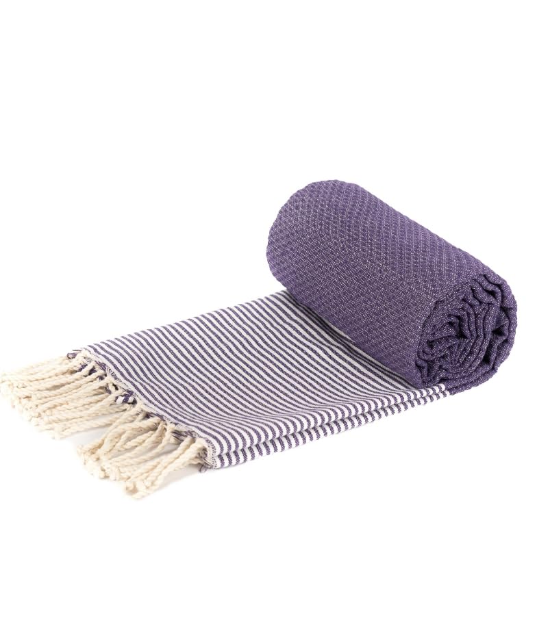 Turkish Beach/Bath Towel, 100% Cotton, Light Weight, Sand Free, Highly Absorbent, Quick Dry, Extra Large 200cm * 100cm (Purple)