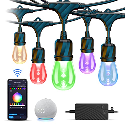 XMCOSY+ Smart Outdoor String Lights for Patio, 98Ft RGBW String Lights Outdoor 30 Bulbs, LED Smart WiFi Patio Lights Work with Alexa, APP Control Color Changing String Lights IP65 Waterproof for Yard XMCOSY+ Smart Outdoor String Lights for Patio, 98Ft RGBW String Lights Outdoor 30 Bulbs, LED Smart WiFi Patio Lights Work with Alexa, APP Control Color Changing String Lights IP65 Waterproof for Yard