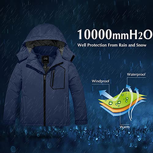 Zshow Boy's Ski Jacket Fleece Winter Outdoor Hooded Snow Coat Windproof Raincoats(Dark Blue,8) #TOP3