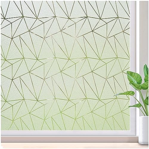 Windimiley Window Privacy Film Frosted Glass Window Clings: Heat Blocking Bathroom Frosting Window Sticker Opaque Removable Decorative Static Cling Non Adhesive Decals Window Cover(17.5x78.7In,Pure)