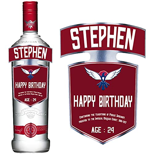 Personalised Sticker Bottle Label for Smirnoff Vodka Any Occasion Birthday Gift