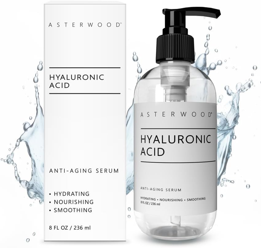 Suero de ácido hialurónico de 8 onzas 100 puro HA orgánico antienvejecimiento antiarrugas hidratante facial original para piel seca y líneas finas