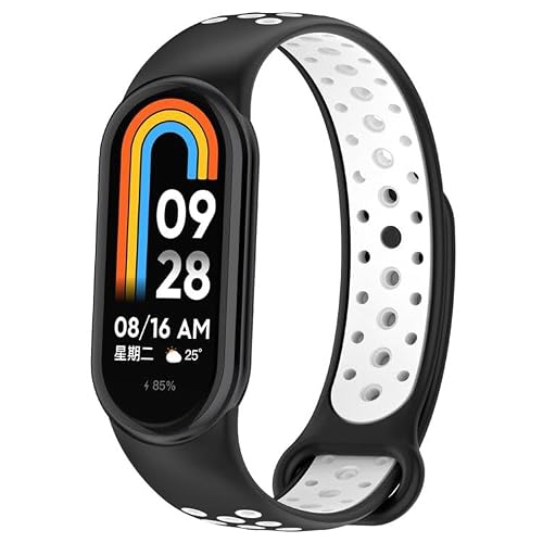 Watch Band xDfind Reverse Buckle Two Color Silicone Sports Watch Band for Xiaomi Smart Band 10/9 / 8 (Black White)