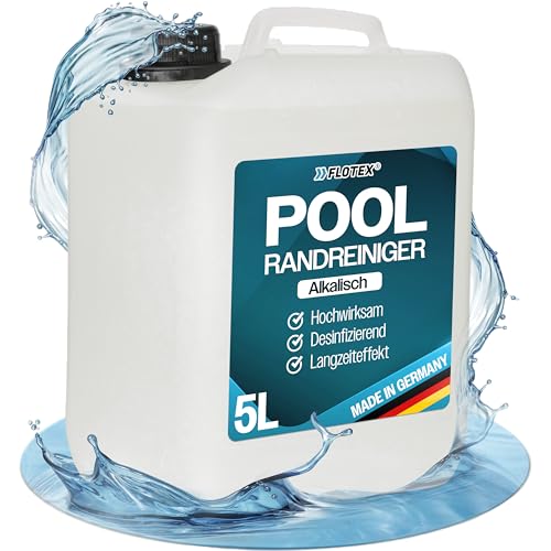 FLOTEX - Hocheffektiver Pool Randreiniger alkalisch 5L | Poolrandreiniger für Folienpools | Effektiver Pool Folienreiniger | Beckenrandreiniger Pool für Fliesen, Keramik und Folie