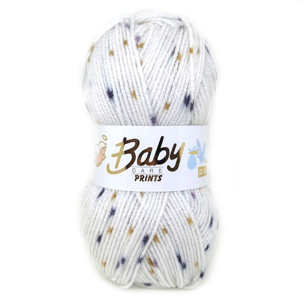 WoolCraft Baby Care Spot Print DK Knitting & Crochet Yarn, Great Value Baby Yarn Available in a Selection of Printed Shades, 100% Acrylic, 300 Metres, 100g Balls, Single Ball, Vanilla Ice