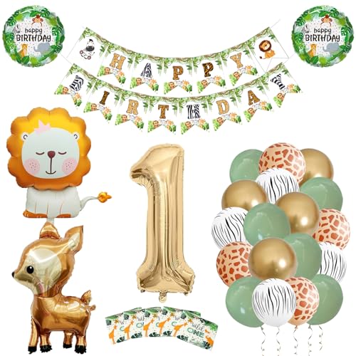 Dschungel Geburtstagsdeko Jungen 1 jahr Geburtstag Deko Gold Number...
