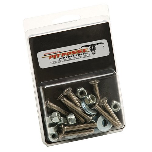 Pit Posse PP2882 L Track Rail Mounting Hardware Kit - Screws Nuts Washers for S Track Tie Down Anchor - Enclosed Cargo Trailer, Van, Truck, SUV