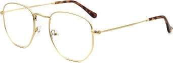 RICH MODE Blue Light Blocking Metal lightweight round eyeglasses unique men women clear lens eyeglasses gold brown