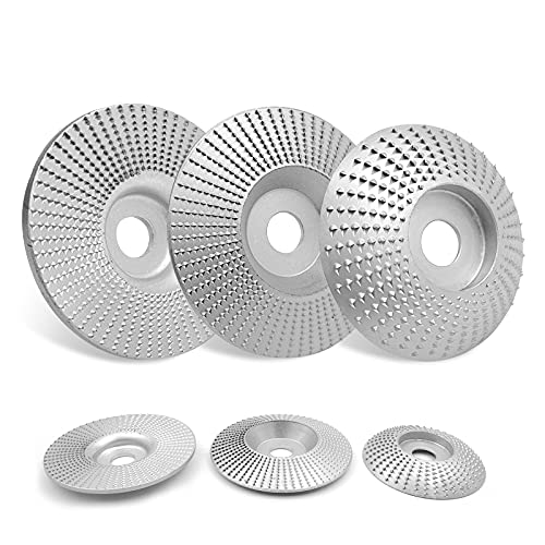 AGOOBO 3 Pcs Tungsten Carbide Grinding Wheel Disc, 5/8 inch Bore Angle Grinder Wood Carving Disc Grinder Shaping Abrasive Disc Grinding Wheel Shaping Disc for Woodworking