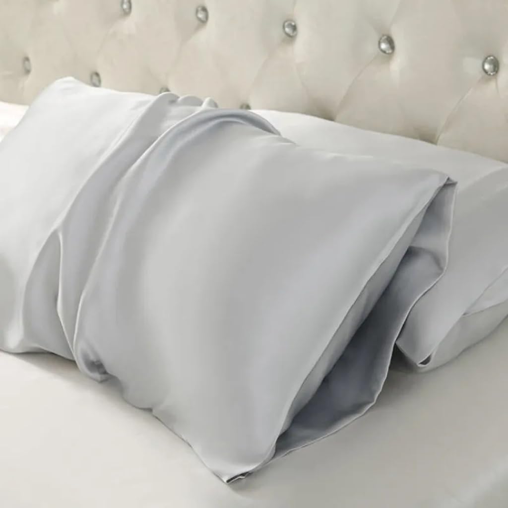 Silk Pillowcase Decorative Throw Pillow Cover Solid Silky Bed Cushion Cases