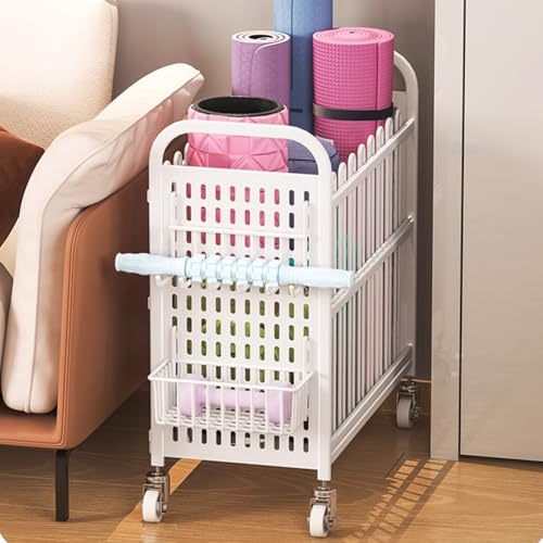 Support tapis de yoga grande capacité avec panier métallique au sol
