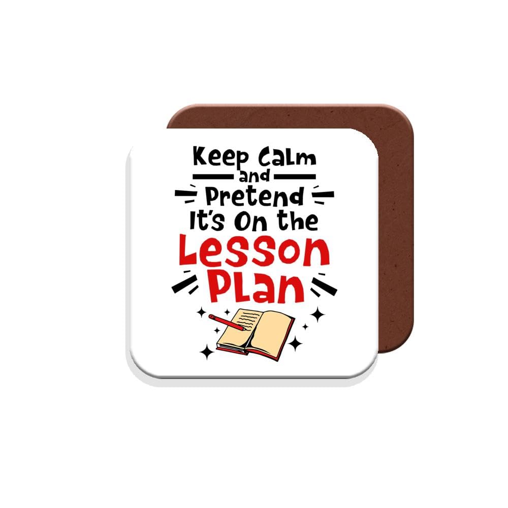 Muggz Coaster Gift For Teachers Keep Calm And Pretend Its On The Lesson Plan - Giftset - Made By In The Uk