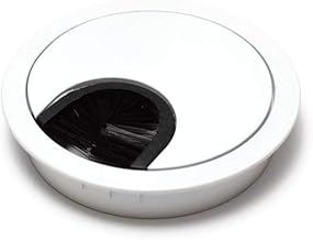 sossai® Passe-câble/Passage de câble/Passe-Fil avec Brosse pour Bureau, Table & Plan de Travail | Set de 1 | KDM1-WH | Design : Blanc | Diamètre : 60 mm | Matériau : métal