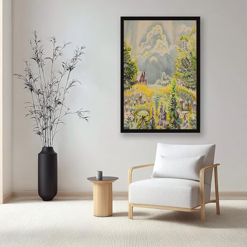 Impression sur toile 40x61cm tableau jardin fleurs nuage Burchfield