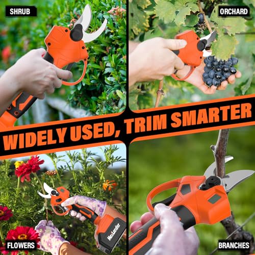 Maxlander Electric Pole Pruning Shears with Pole, 1.2" Cutting Diameter, 2-IN-1 Cordless Tree Pruner Garden Tool for Tree Trimming, 2 x 3.0Ah Batteries, Brushless Motor, 14Ft Reach, LCD Display by MAXLANDER - Image 8