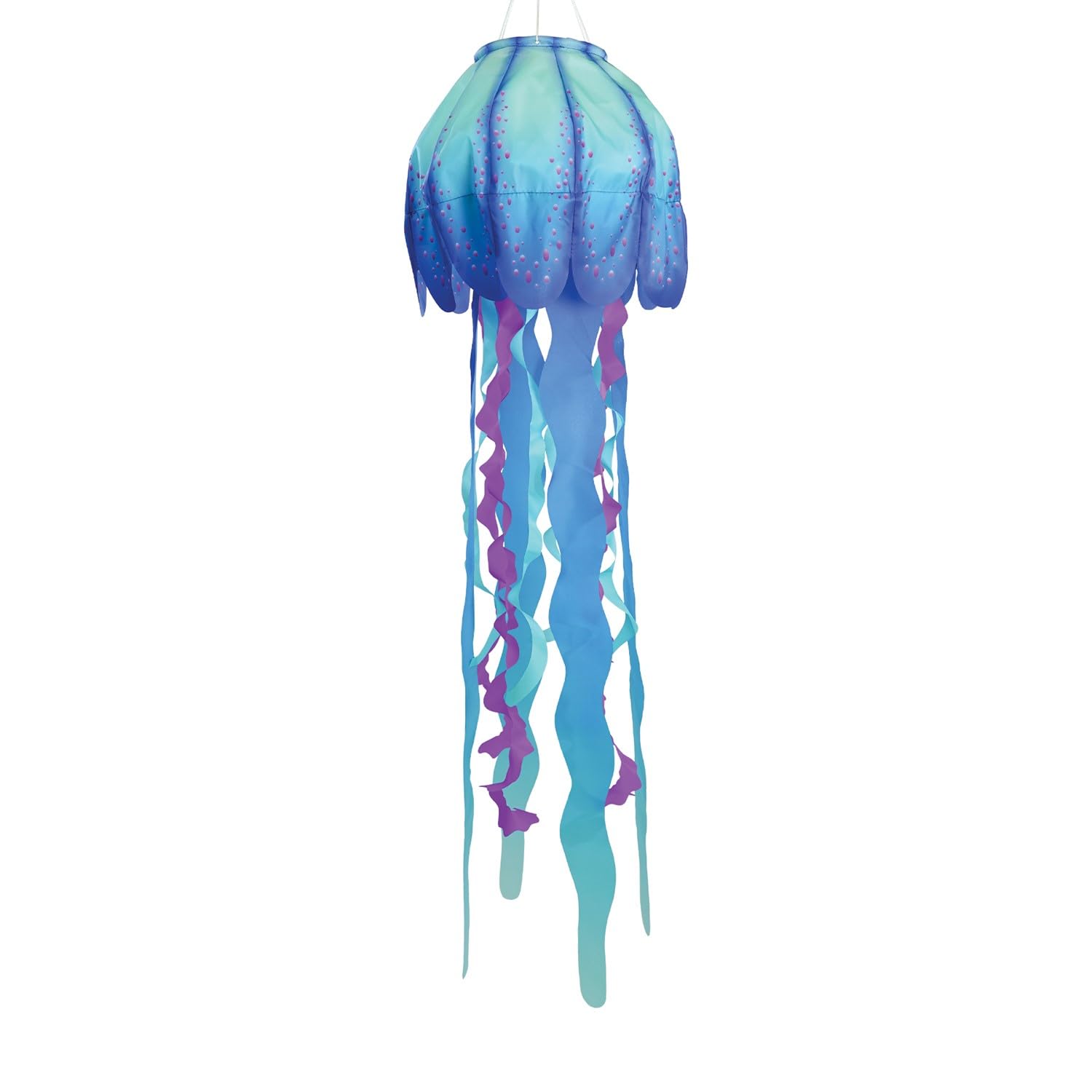 In the Breeze 5250 — 40-inch Blue Jellyfish 3D Windsock — Fully Printed Windsock with Inflatable Head and Free-Flowing Tentacles