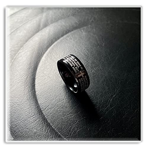Xusamss Fashion Stainless Steel Lord's Prayer Cross Band Ring3