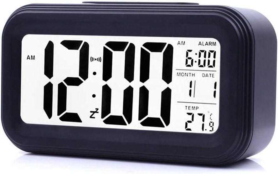 Digital Alarm Clock with Automatic Sensor, Date and Temperature Display, Compact Desk Table Clock for Students, Home, Office, Bedroom, Living Room,Home Decor, Corporate Use