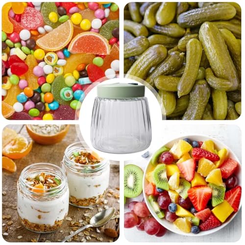 2 Stück Fermentierglas, 1L Fermentiergläser mit Doppelventil, Luftdichte Einmachgläser aus bleifreiem Glas, Fermentation Jar zum Gären von Kimchi, Sauerkraut, Sauerkraut, Marmelade, Nüsse, Honig