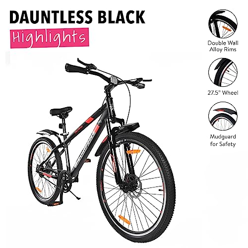 Image of CULTSPORT Dauntless 27.5 inch Black Single Speed Mountain Bike with Free Cycling Event, Diet Plan & Ride Tracking App (16.5 Inch Frame, Ideal for Unisex)
