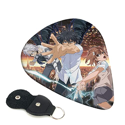 6枚セット ギターピック とある魔術の禁書目録 スタイリッシュ 3種厚さ0.46/0.71/0.96mm 6弦アコースティックギター、エレクトリックギター、ベース、バンジョー、マンドリン 6つのギターピックに適しています おにぎり型紛失防止 ギターアクセサ