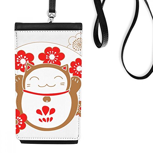 Cadeau porte-monnaie suspendu en cuir motif de culture japonaise et chat