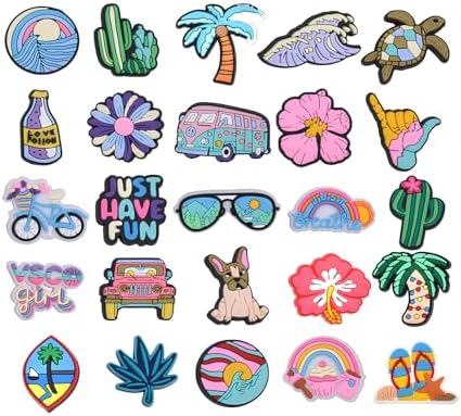 25 Pcs Shoe Charms For Clogs,Cute Summer Beach Clog Accessories For Adults Teens,Decorative Shoe Charms For Party Favors And Gifts
