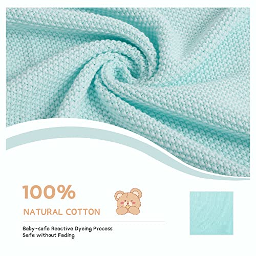 100% Cotton Baby Blanket Knit Lace Soft Warm Toddler Blanket, 30 X 40 Inches,Aqua Blue #TOP2