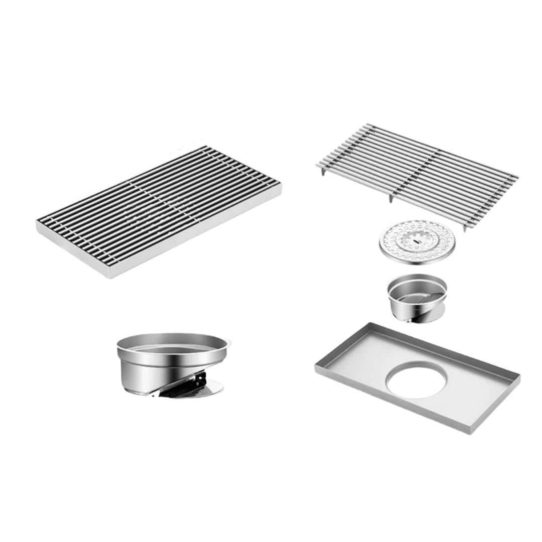 KJdxfhFH Bathroom floor drains, Outdoor Large Caliber Floor Drain Stainless Steel Thickened(15 * 30cm Brushed)