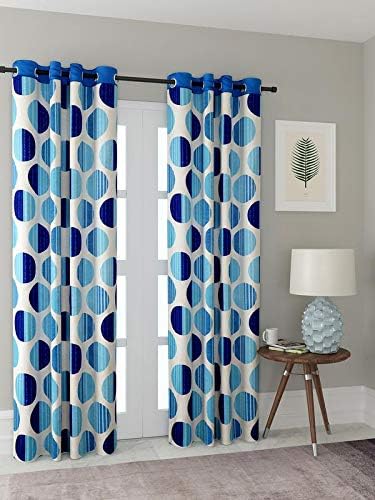 Cortina Polyester Fabric Eyelet Door Curtain (Blue)