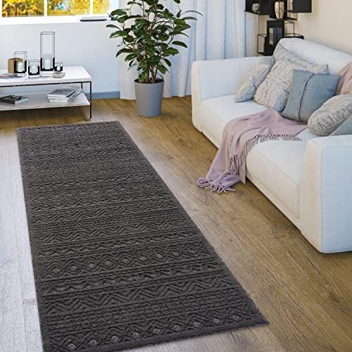 Paco Home Outdoor Rug For Garden Area Rug Living Room Kitchen Rug Scandi Pattern Aztec Pattern Monochrome, Size:140x200 cm, Colour:Grey 2