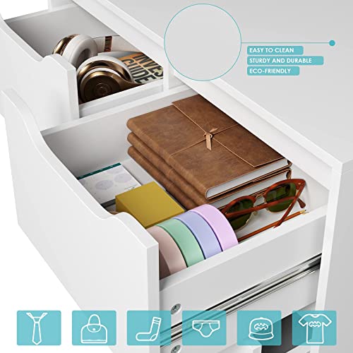 Urkno Modern 6 Drawer Dresser, Double Chest Of Drawers With Storage, 3+3 Clothing Organizer With Cut-Out Handle, Dresser Chest, Wood Storage Cabinet For Living Room, Bedroom, Hallway, White #TOP5