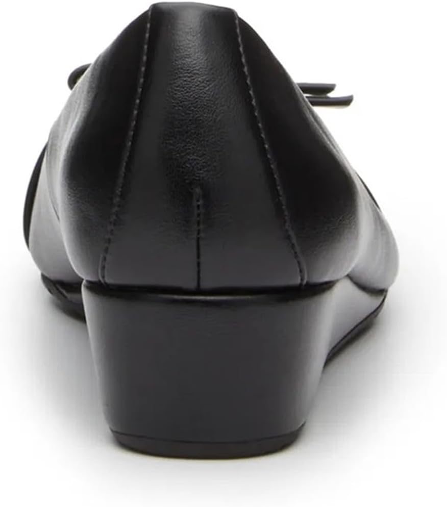 FOWT Women Bow Round Toe Pumps Slip on Low Heel Wedges Formal Office Event Daily Shoes Size 4-16 US