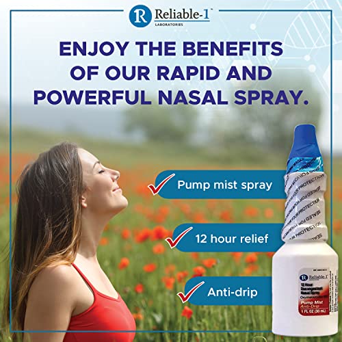 Reliable-1 Laboratories Nasal Spray 12 Hour Relief Nasal Decongestant | Rapid and Powerful Sinus Relief Nose Spray | Pump Mist Anti Drip Congestion Relief | Oxymetazoline HCI | 1 Fl Oz, 3-Pack - Thumbnail 3