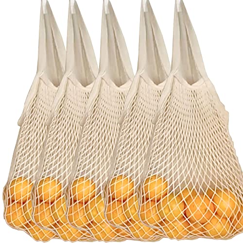 BUONVEZZO 5 Pack Reusable Grocery Bags - 100% Cotton Mesh