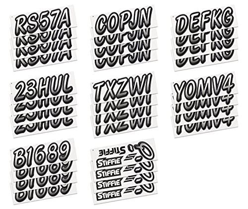 Image of Stiffie WHIPLINE 3 inch Alpha-Numeric Registration Identification Numbers Stickers Decals for Boats & Personal Watercraft (Transparent /Black)