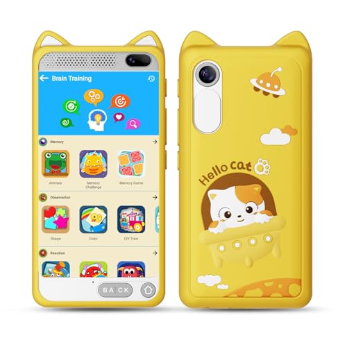 Kinderhandy Spielzeug 3.97 Zoll Touchscreen Pretend Smartphone, Kinder Smart Phone Weihnachts- und Geburtstags Geschenke für Mädchen und Jungen 3 4 5 6 7 8 9 10 Jahre(Gelb)