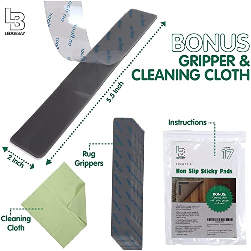 Ledgebay Pinças de tapete para tapetes de área – Pacote com 17 reutilizáveis, não deslizantes, laváv