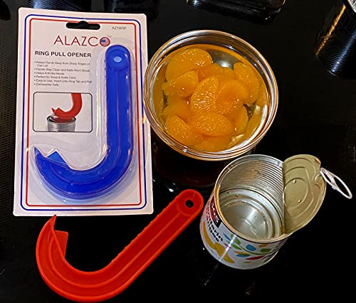 2 Easy Safe Ring Pull Can Opener Protects Nails Arthritis Hands Helper By Alazco Red & Blue #TOP5