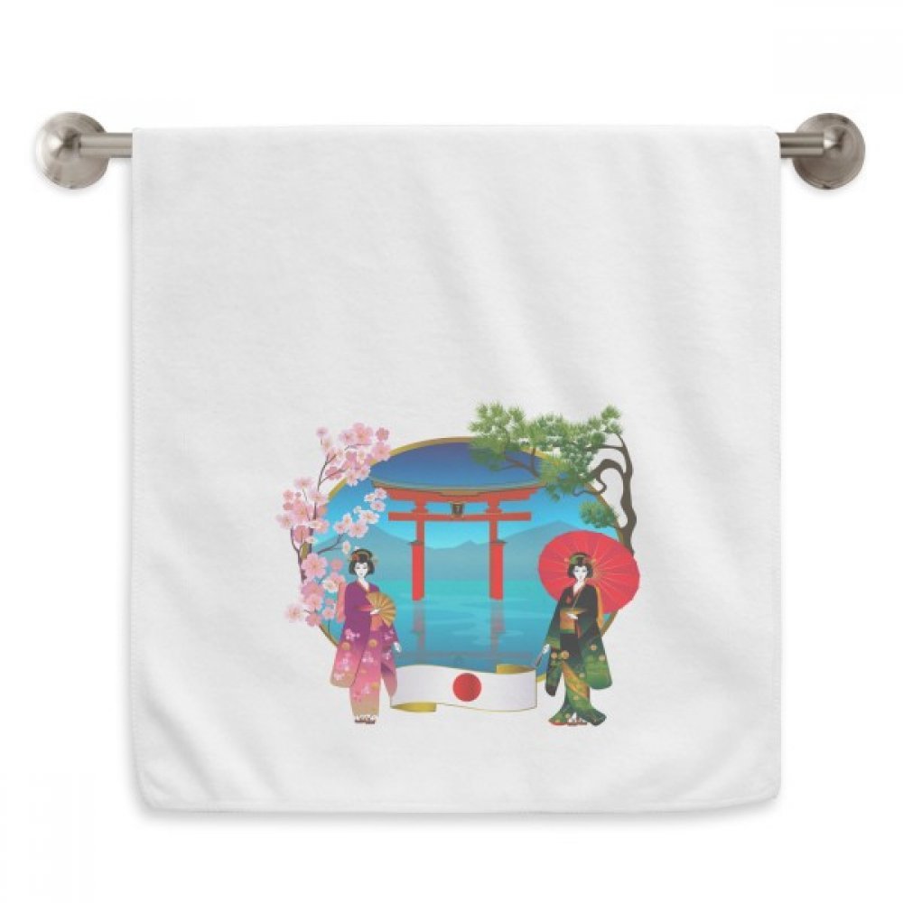 Serviettes moelleuses Kimono Fille Japon avec diadème et ombrelle