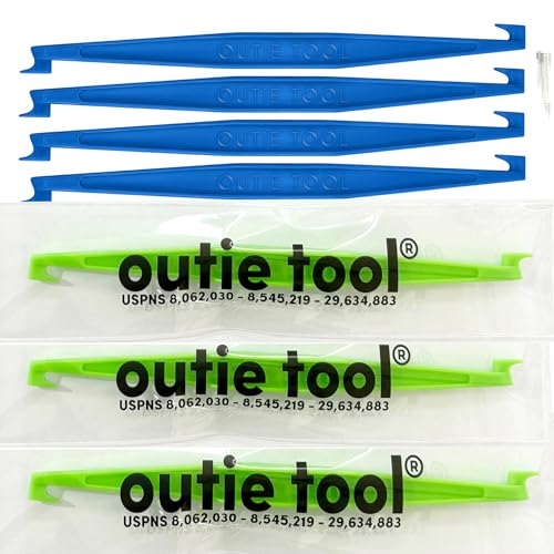 2 in 1 Outie Tool Aligner Remover for Invisible Braces | Easily and Safely Removes Top & Bottom Trays | 7 Count (Sky Blue/Neon Green)