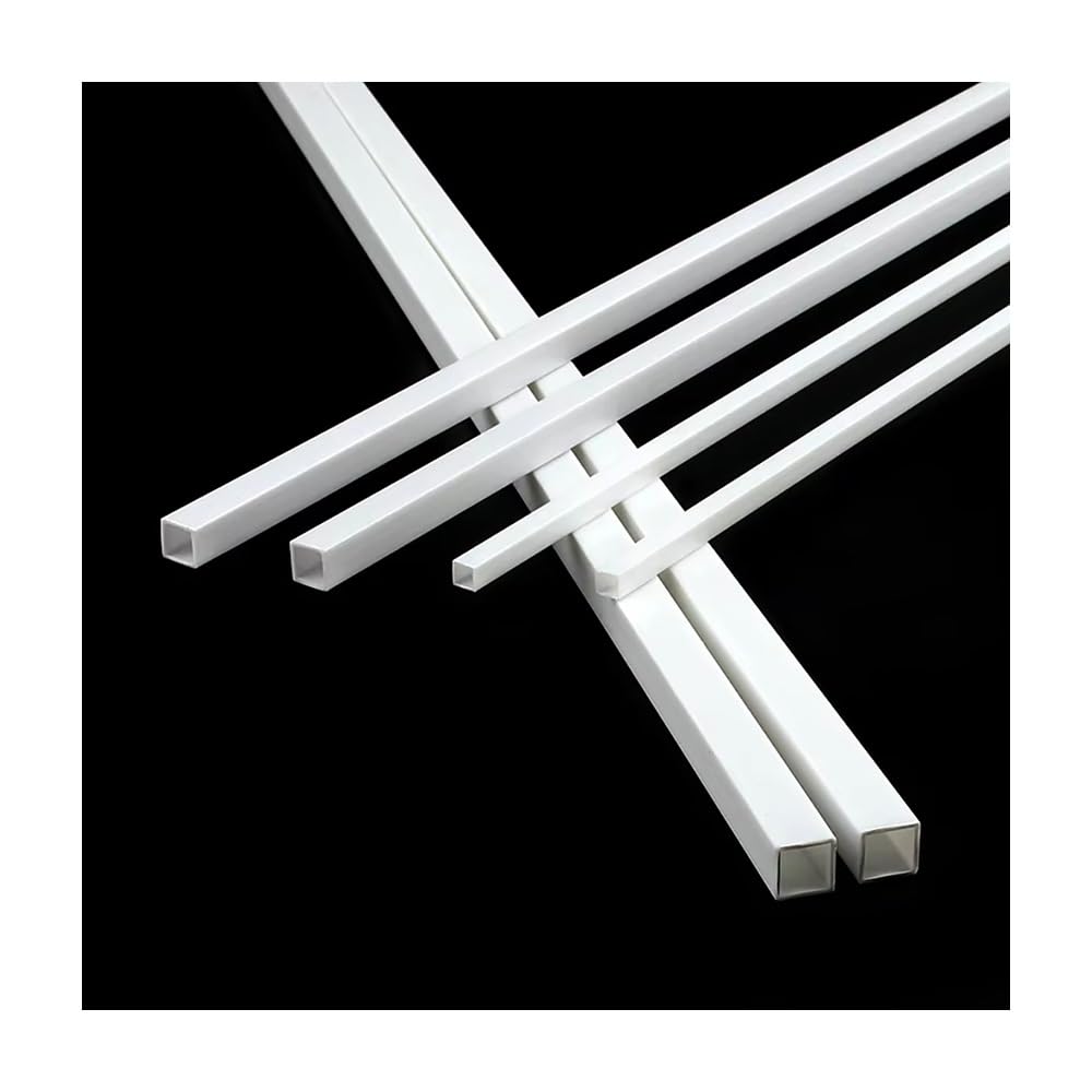 Zestaw 80 sztuk rurek kwadratowych ABS o długości 25 cm i 50 cm – plastikowe rury DIY do modelarstwa i złączy wodnych(25cmx5x5mm)