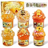 6-Pack Honey Slime Kit for Kids, Soft Butter Slime, Stretchy, Non-Sticky Clear Slime Kit for Kids, Birthday Gift & Cute Slime Party Favors for Girls Age 3+ (Orange)