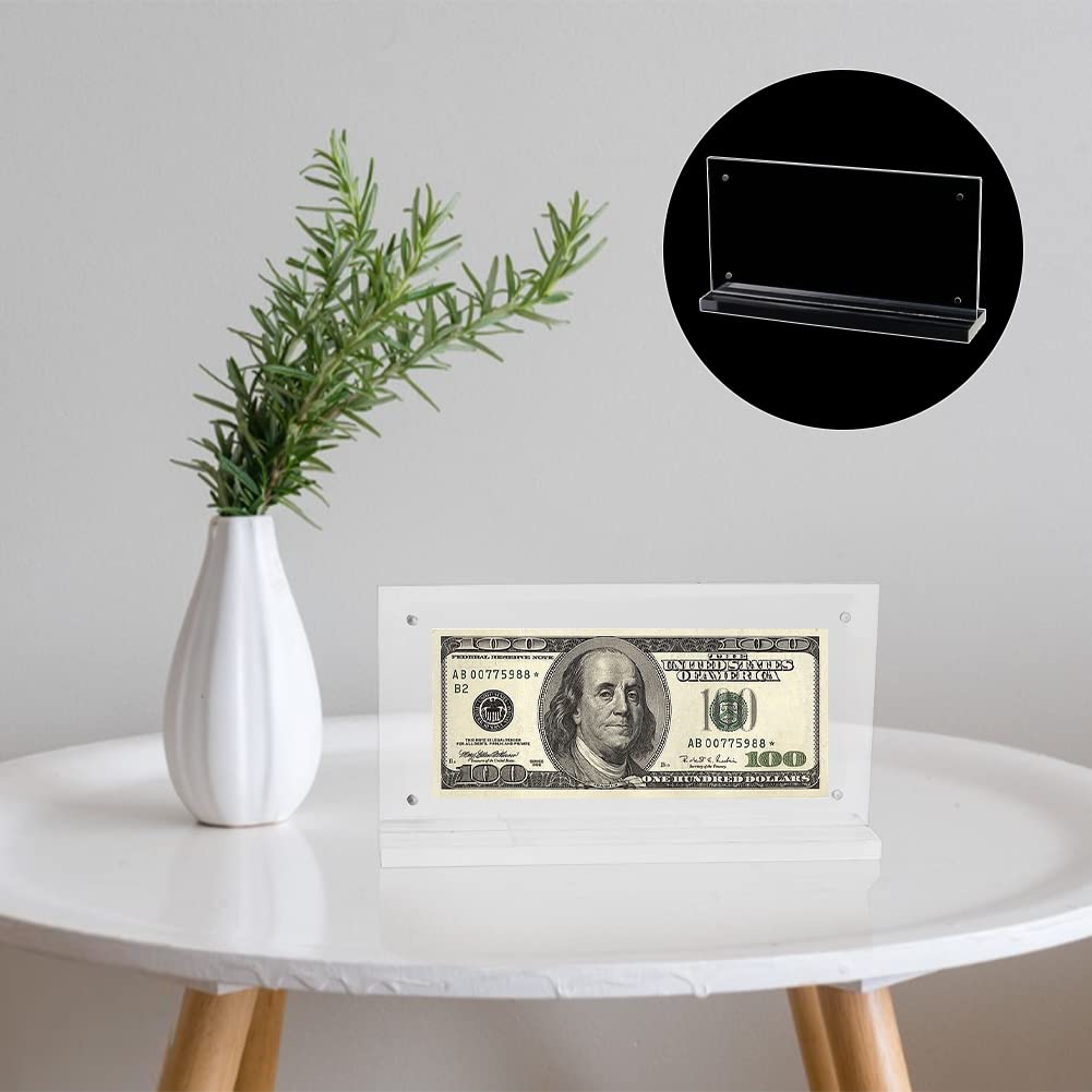WEBEEDY 4 Pz Acrilico Dollar Bill Holder Manicotto d'argento per Fatture Carta Moneta Titolare per Collezionisti Carta Espositore