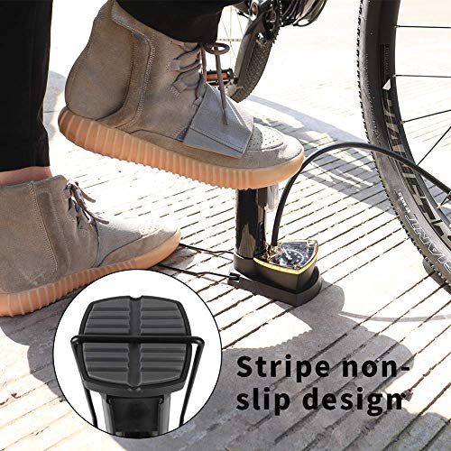 Toolitin Bicycle Pump with Gauge Portable Bike Pump Bike Floor Pump Compatible with Presta & Schrader Valve Hand and Foot Activated for Road Bike Mountain Bike Balls Balloons