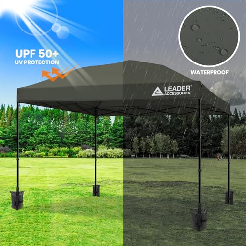 Leader Accessories Replacement Canopy Top Cover for 10’ X 10’ Straight Leg Pop Up Canopy Tent, Canopy Top Cover Only (Grey, 210D) by Leader Accessories - Image 3